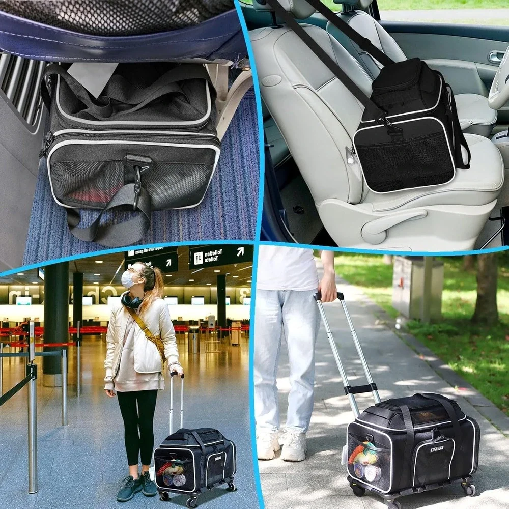 Petskd Rolling Pet Carrier – Expandable,‎ Airline Approved, Soft-Sided